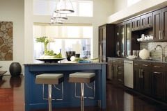 dark_wood_cabinets_blue_kitchen_island