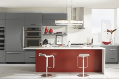 gray_cabinets_red_kitchen_island